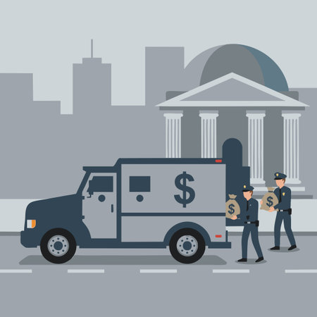 Armored Truck Transporting Cash to Bankのイラスト素材