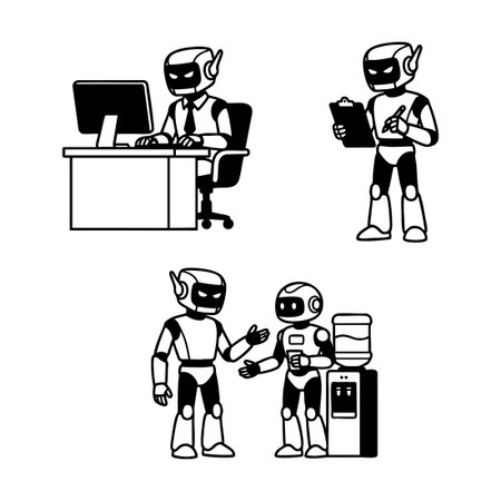 AI robot office worker character setのイラスト素材