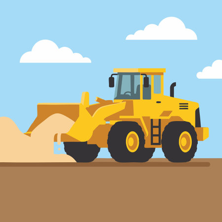 Wheel Loader Moving Sand Pileのイラスト素材