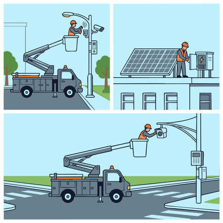 Smart City Utility Bucket Truck Maintenanceのイラスト素材