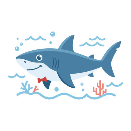 Cute Great White Shark using small attributes such as mini peciのイラスト素材