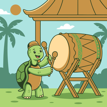 Cute Turtle hitting the bedugのイラスト素材