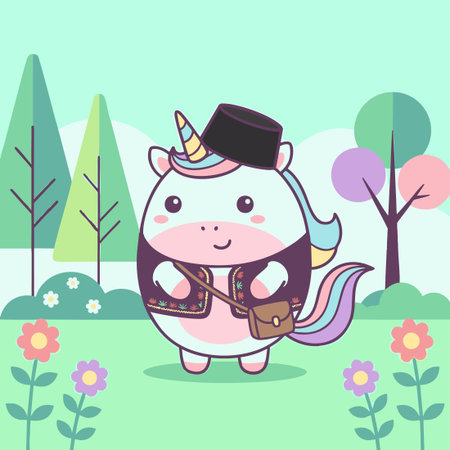 Cute Unicorn using small attributes such as mini peciのイラスト素材