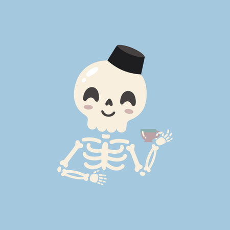 Cute Skeleton using small attributes such as mini peciのイラスト素材