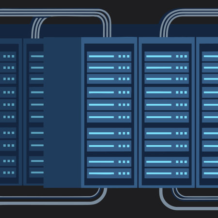 Illustration of server racks in a modern data center