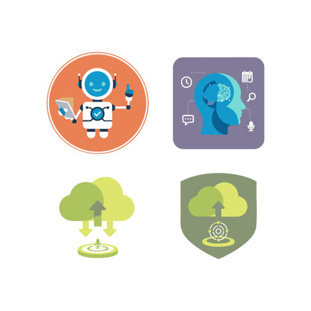 Artificial Intelligence and Cloud Technology Icon Setのイラスト素材