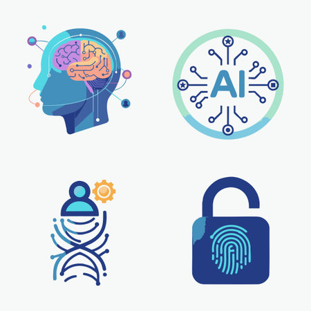 Cybersecurity and Machine Learning Concept Iconsのイラスト素材