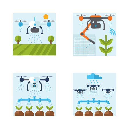 AI Drone Farming Iconsのイラスト素材