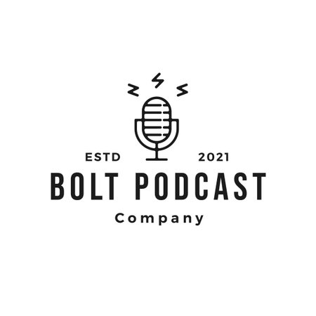 Bolt Podcast Microphone Icon. Web Symbol Logo Template Design Element.のイラスト素材