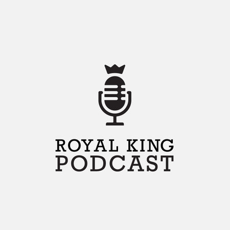 Royal King Podcast Microphone Icon. Web Symbol Logo Template Design Element.のイラスト素材