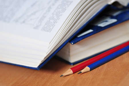 TWO BOOKS AND TWO PENCILの写真素材