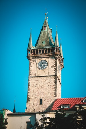 Big building of Chapel Tower in Pragueの写真素材
