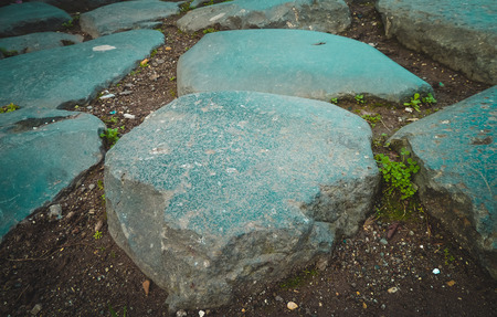 Very big stones as element of road show how ancient Rome life was.の写真素材