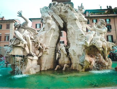 Fountain with allegorical figures of the Danube, the Ganges, the Nile and Laplaty.のeditorial素材