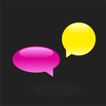 Set of two chat icons, bright glassy  speech bubblesのイラスト素材