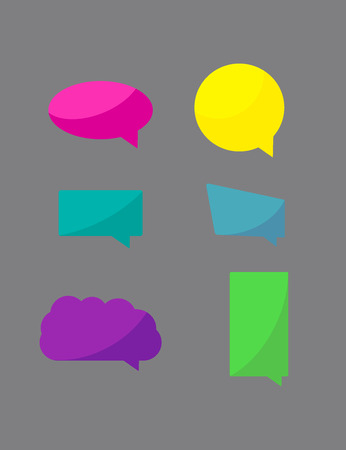 Set of six colorful chat icons, speech bubblesのイラスト素材