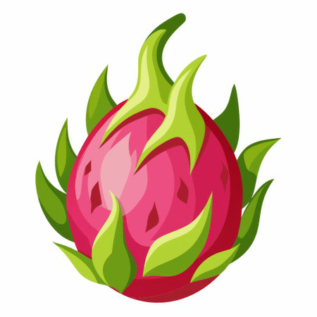 A Vibrant Dragon Fruit with Leaf An Excellent Choice for Illustrations and Artworkの写真素材