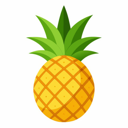 A Vibrant Pineapple Fruit with Leaf An Excellent Choice for Illustrations and Artworkの写真素材