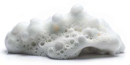 Soap foam on the white background. Image for the design.の素材