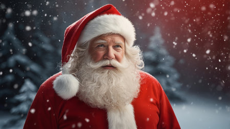 Santa Claus in a Beautiful Snowy Winter Wonderlandの素材