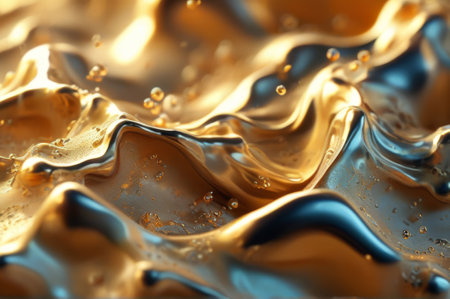 Abstract Gold Liquid Waves with Bubblesの素材