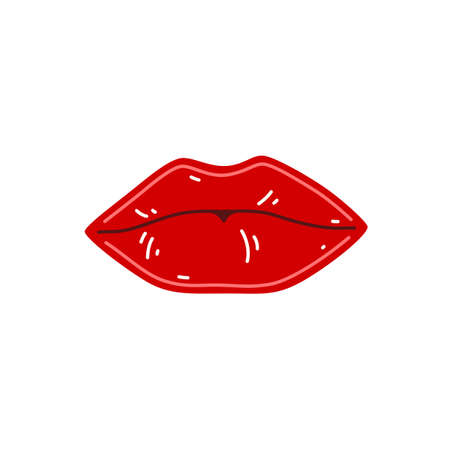 Smiling female mouth. lips with red lipstick. Vector illustrationのイラスト素材