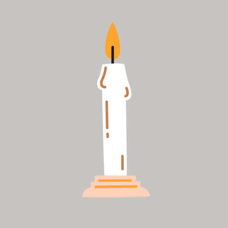 Candle in a candlestick. Vector decorative elementのイラスト素材