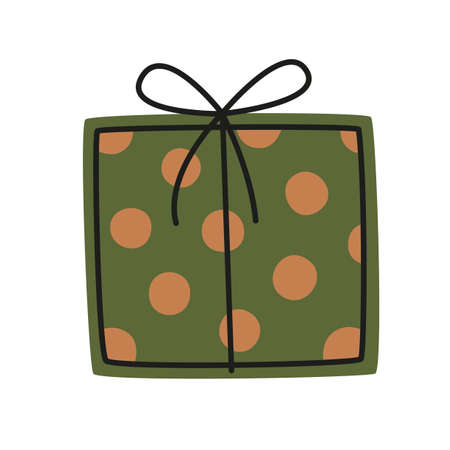 Green gift box. Vector decorative elementのイラスト素材