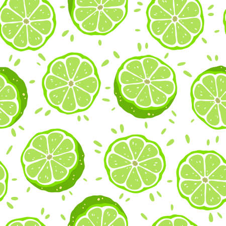 Seamless pattern with limes slices. Vector illustrationのイラスト素材