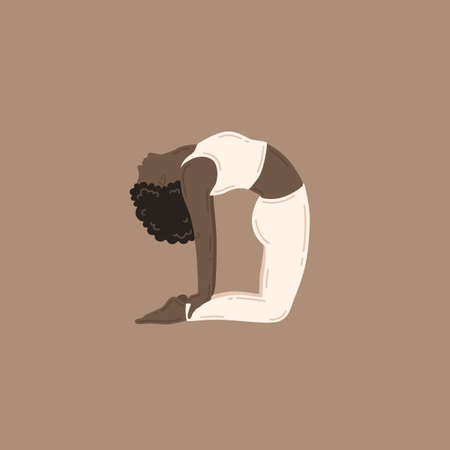 Ustrasana asana, camel pose. Young slim woman doing yoga exerciseのイラスト素材