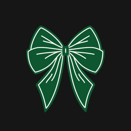 Green bow on a black background. Vector flat illustrationのイラスト素材