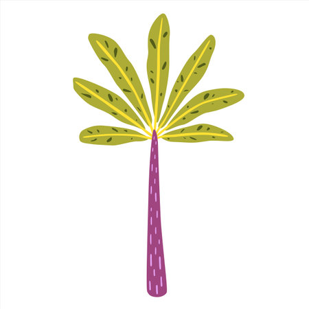Colorful palm with spotted leaves. vector flat illustrationのイラスト素材