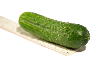 cucumber scale isolated on whiteの写真素材