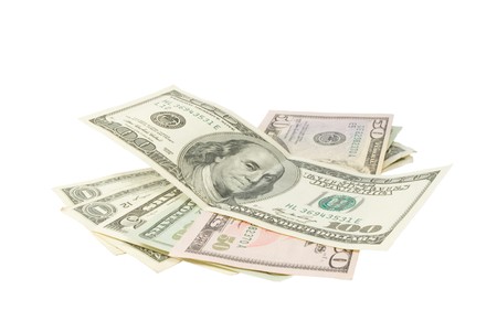 Dollar banknotes. Isolated on white background.