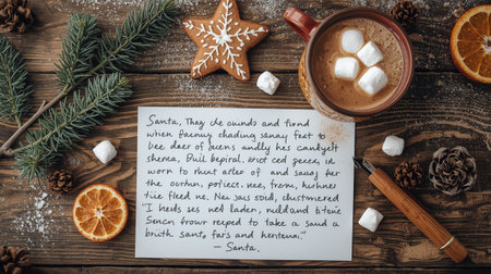 Christmas. St. Nicholas Day. New Year. Letter from St. Nicholas on a wooden table.の素材