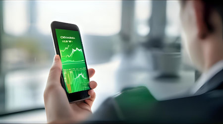 businessman using smartphone and tablet computer in background. 3d renderingの素材