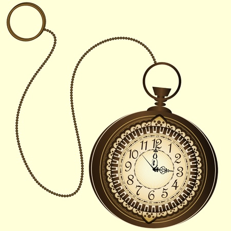 Vector icon of retro pocket watches with chainのイラスト素材