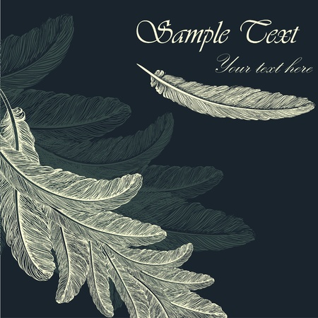 Vintage background with hand-written feathersのイラスト素材