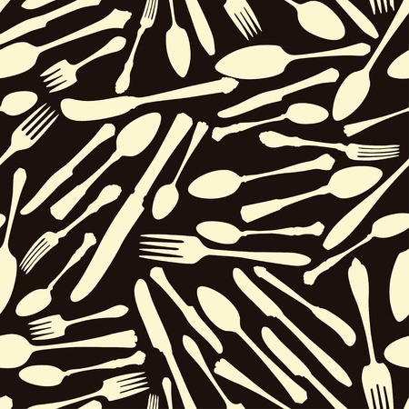 Vector seamless pattern with flatwareのイラスト素材