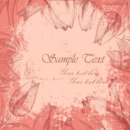 Grungy vintage card with tulipsのイラスト素材