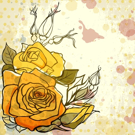 Grungy background with rosesのイラスト素材
