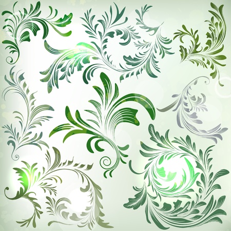 Set of vintage colorful floral branchesのイラスト素材