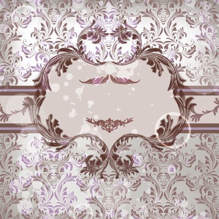 Vector damask background with floral calligraphic frameのイラスト素材