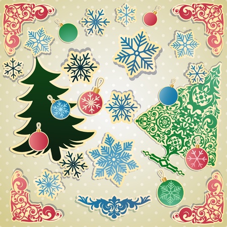 Vector scrapbooking set for Christmasのイラスト素材
