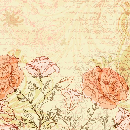 Grungy retro background with rosesのイラスト素材