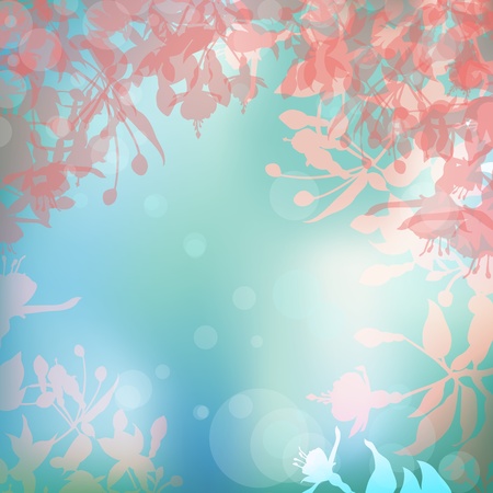 Abstract summer background with flowers silhouettesのイラスト素材