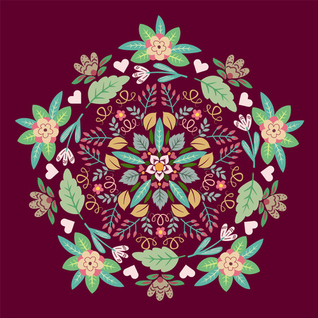 Ornamental floral round patternのイラスト素材