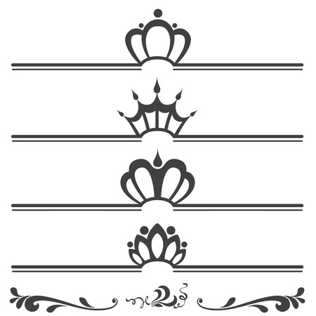 Collection of vintage text headers with crownsのイラスト素材