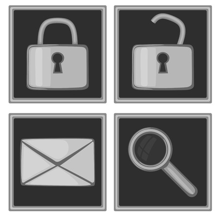 Set of four monochromatic iconsの写真素材