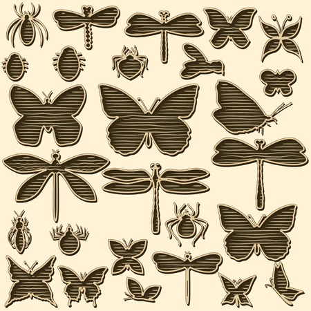 Set of stylized insects for decorating your work. Easy to edit and to change colors.のイラスト素材